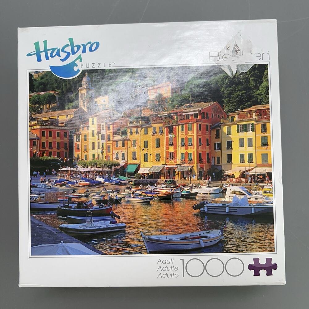New Hasbro Big Ben Portofino, Italy 1000 PC Jigsaw Puzzle 2011 City Boats Exotic